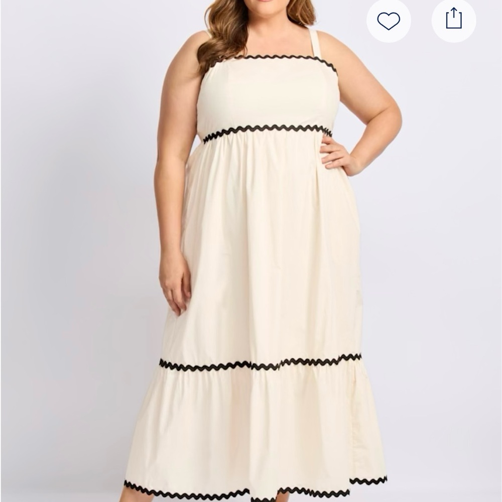 Elegant Cream Maxi Dress with Black Trim
